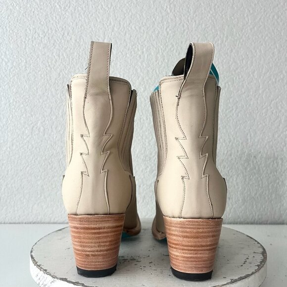 Lane CHELSEA Womens Cowboy Bootie 8 Western Pale Ivory Short Cowgirl Ankle Boots - Picture 3 of 12